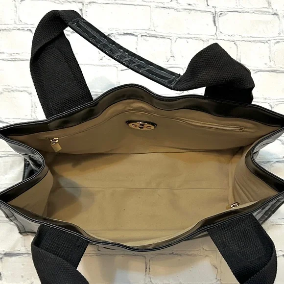 Tory Burch Black Patent Leather Logo Tote - EUC. - Picture 11 of 16